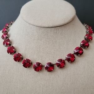 Austrian Crystal Necklace in Antique Silver